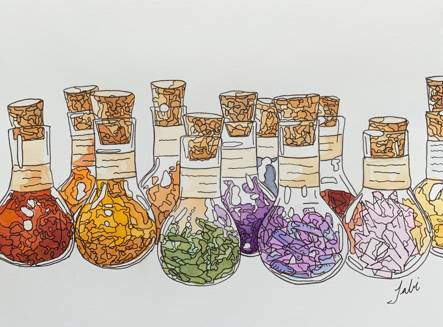 Apothecary Vials- Watercolor Giclee