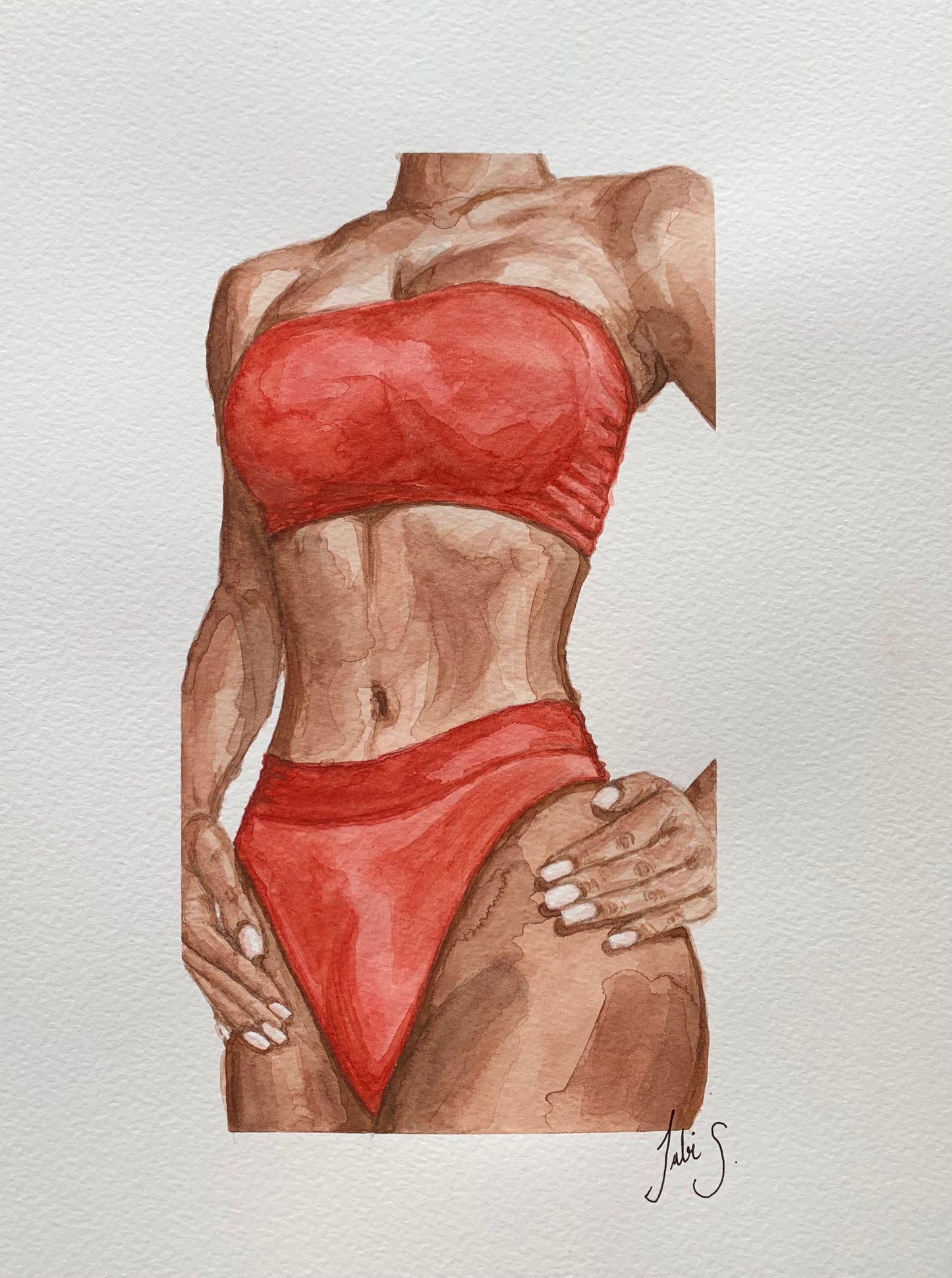 Original Watercolor Painting - Boudoir Woman