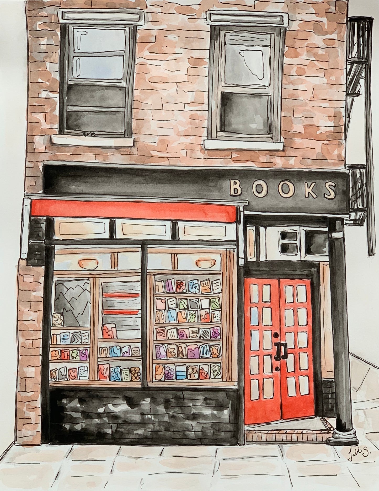 Cozy Bookstore - Watercolor Giclee