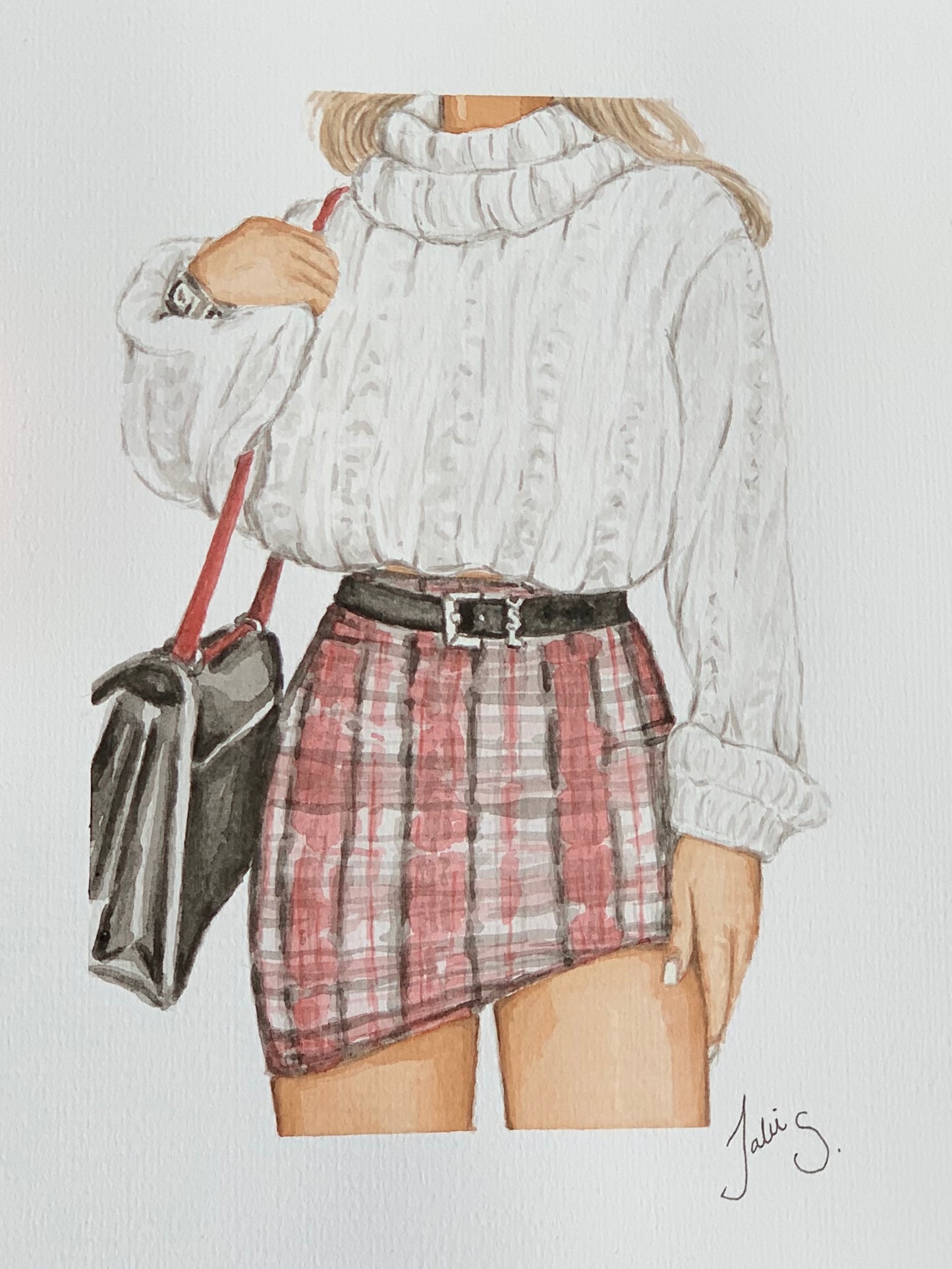 Winter Fashionista - Original Watercolor Painting
